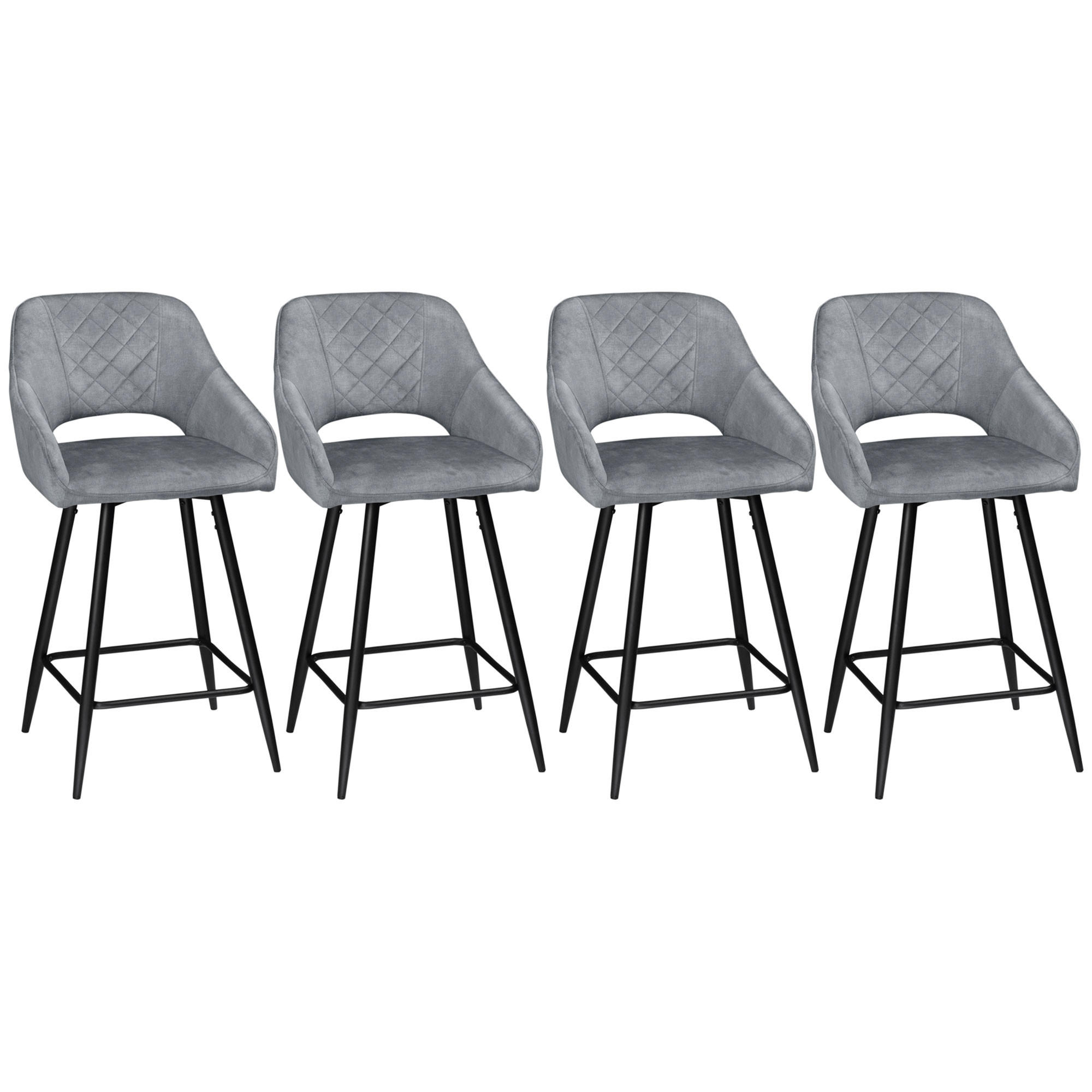 BARHOCKER 4ER-SET aus Polyester Grau - Grau, Textil (53/94/50cm) - HOMCOM