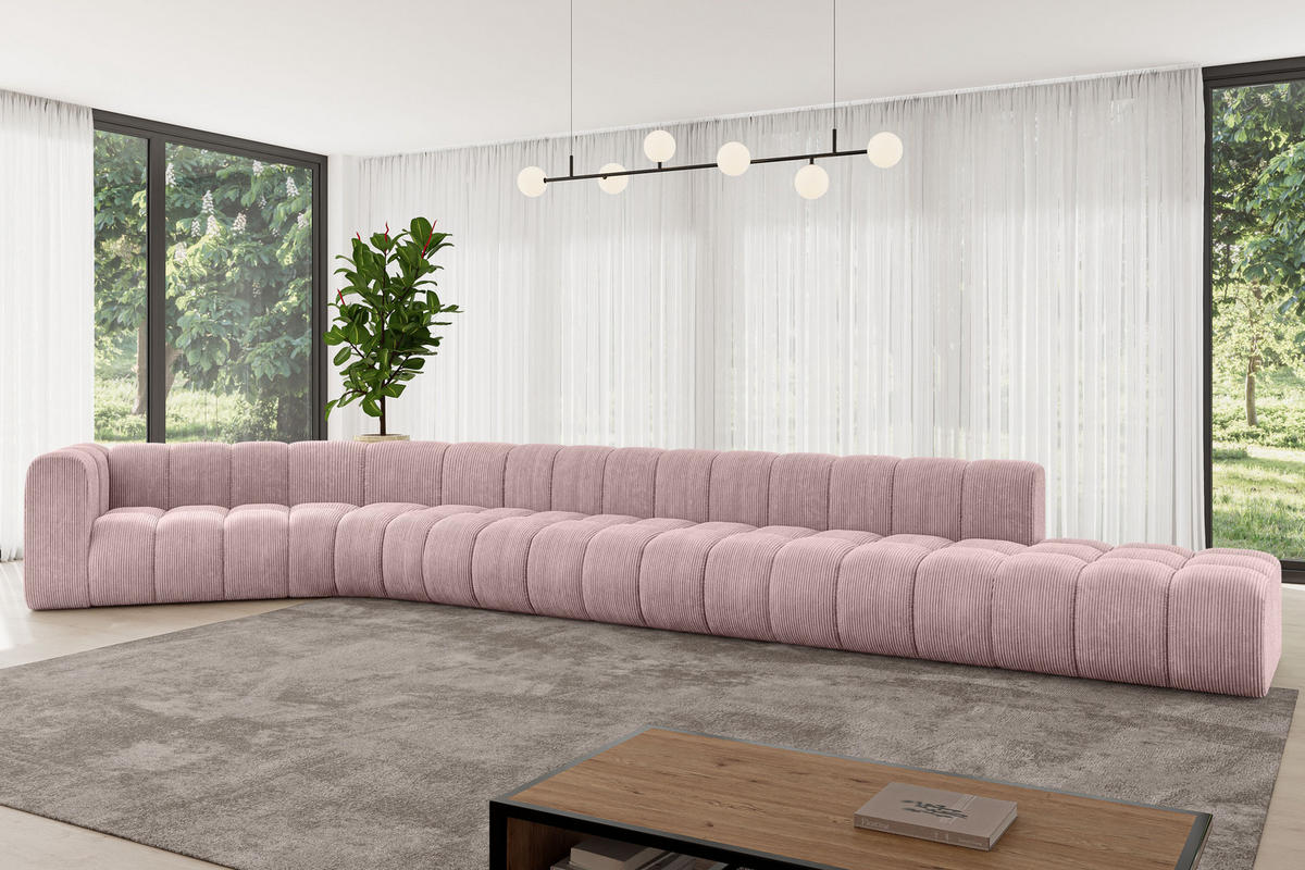 ECKSOFA modulares Sofa Tilmo-L3 - 581x194x70 cm Rosa - Rosa, Holzwerkstoff/Textil (581/194cm) - ALTDECOR