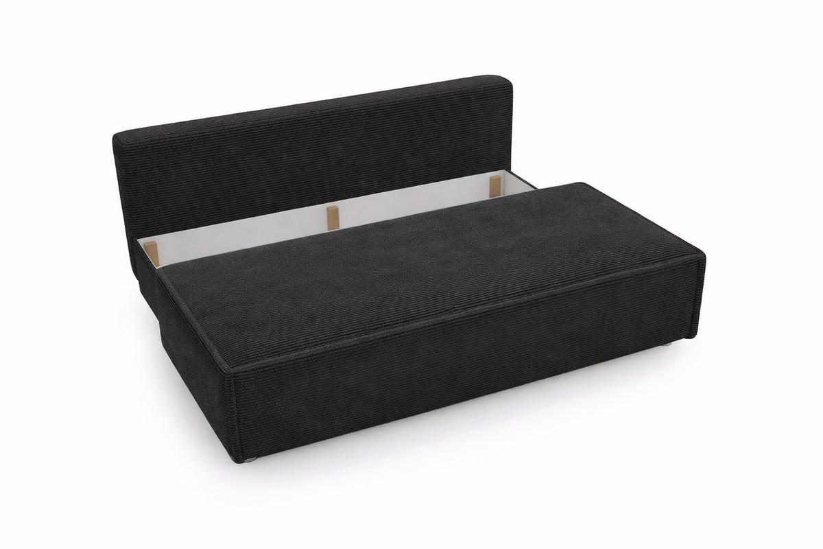 SCHLAFSOFA Mit Bettkasten DUO, Stoff Poso, Graphit - Graphitfarben, Holz (198/89/90cm) - Kaiser Möbel