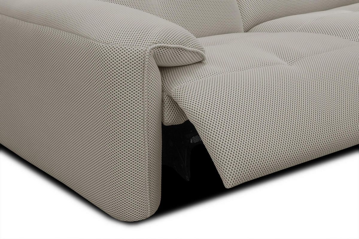 ECKSOFA TRENTO 4-Sitzer mit 1 Relaxfunktion, beige - Beige/Schwarz, Holzwerkstoff/Kunststoff (262/165cm) - Courtois Laville