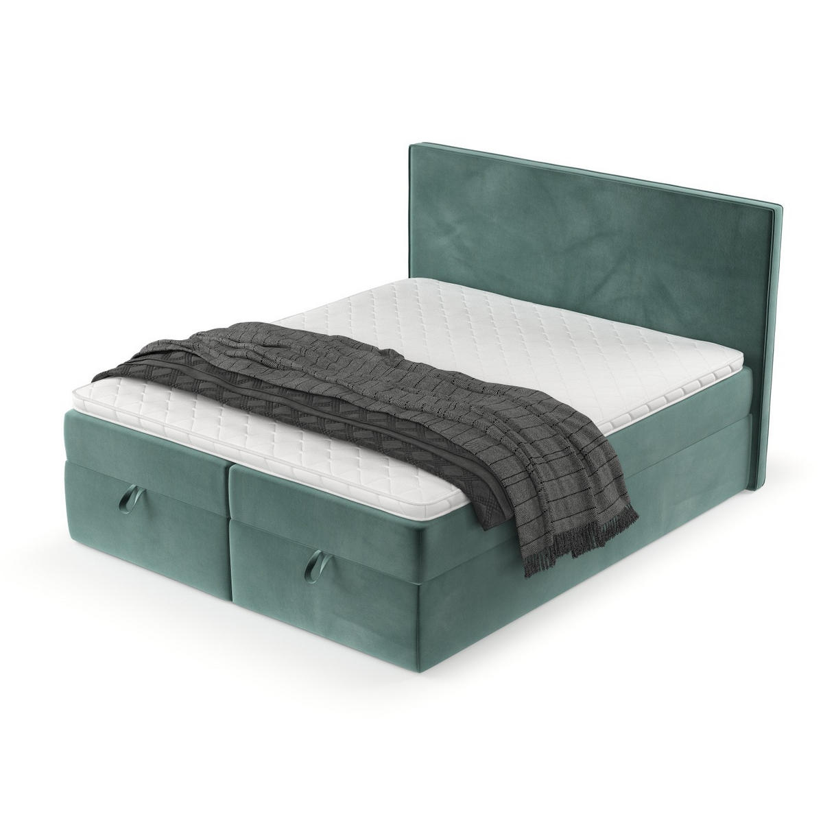 BOXBETT Velma 160/200 cm Türkis im Kronos Stoff - Türkis/Schwarz, Holz/Holzwerkstoff (160/200cm) - AltaBeds