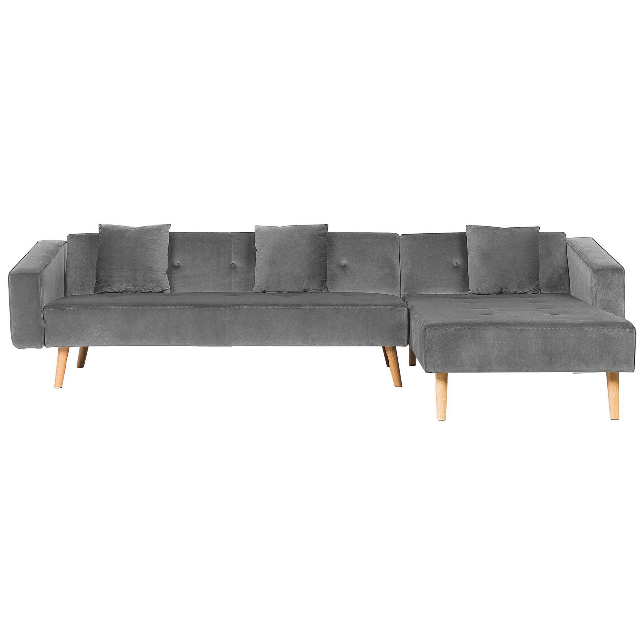ECKSOFA Samtstoff Grau Vadso - Grau, Textil (303/98cm) - Beliani