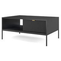 COUCHTISCH Kioto 104 cm in Schwarz mit Schubladen und Metallbeinen - Goldfarben/Schwarz, Holzwerkstoff/Metall (68/104/46cm) - Ravio
