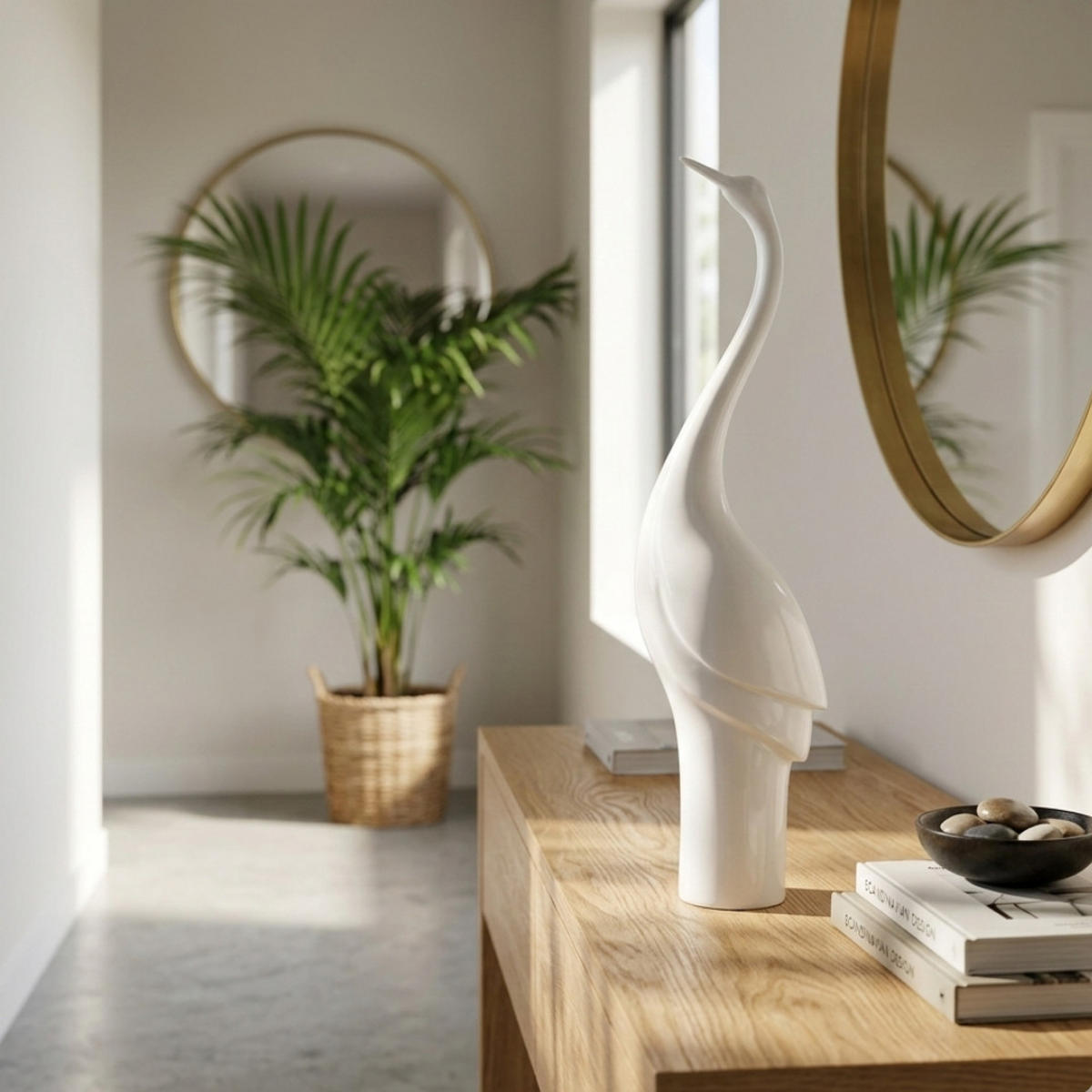 DEKO SKULPTUR Kranisch Weiß Polyresin Handbemalt Modern - Weiß, Keramik (12.5/17/62.5cm) - COCOMaison