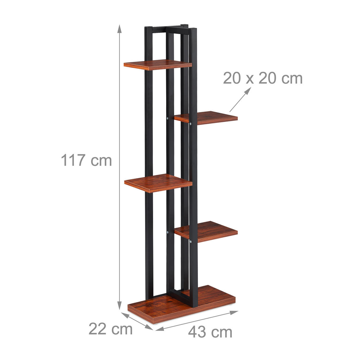 PFLANZENREGAL - Multicolor, Holzwerkstoff/Metall (43/117/22cm) - Relaxdays