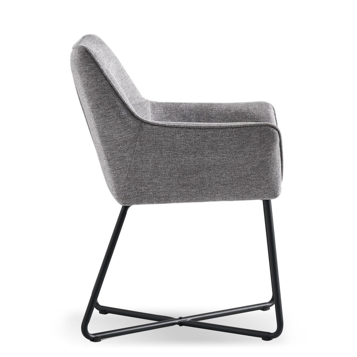 ARMLEHNSTUHL BREIGHT Grau 2 Stück - Grau, Textil/Metall (56/83/59cm) - B&D Home