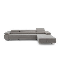 ECKSOFA ALONZO MAXI Rechts mit Schlaffunktion 125x195 Chenille Grau - Chromfarben/Grau, Holz/Textil (203/350cm) - Muffo