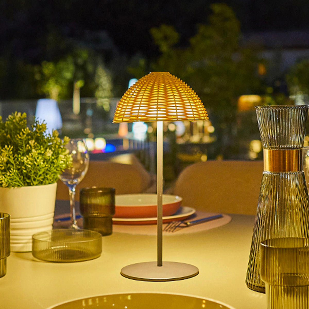 FAROE H30CM Kabellose Tischleuchte - Braun, Kunststoff (15/15/30cm) - Lumisky