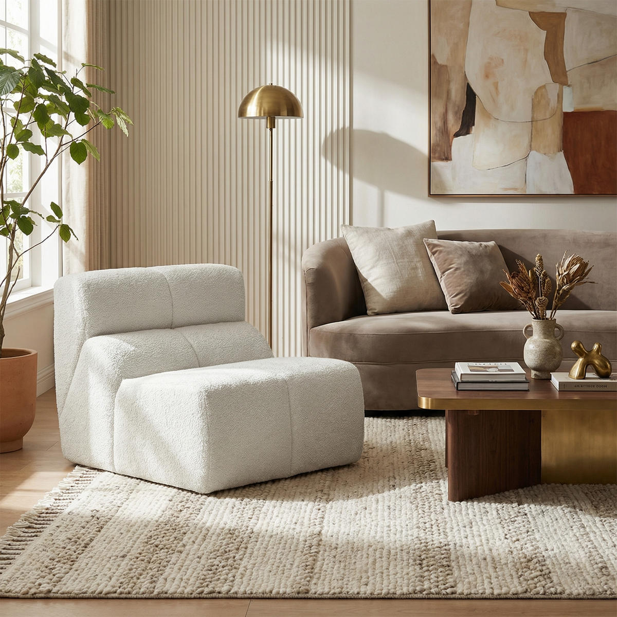 SESSEL Samt mit Regentropfen-Struktur Montagefrei - Weiß, Textil (93/79/109cm) - Urban Meuble