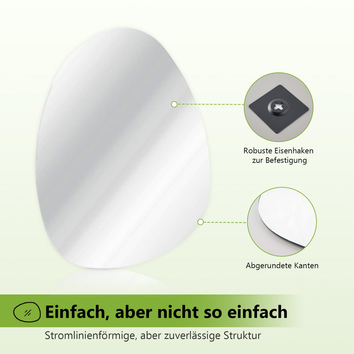 BADEZIMMERSPIEGEL 60/45 cm asymmetrisch ohne Rahmen - Transparent, Glas (45/60/1cm) - S'AFIELINA