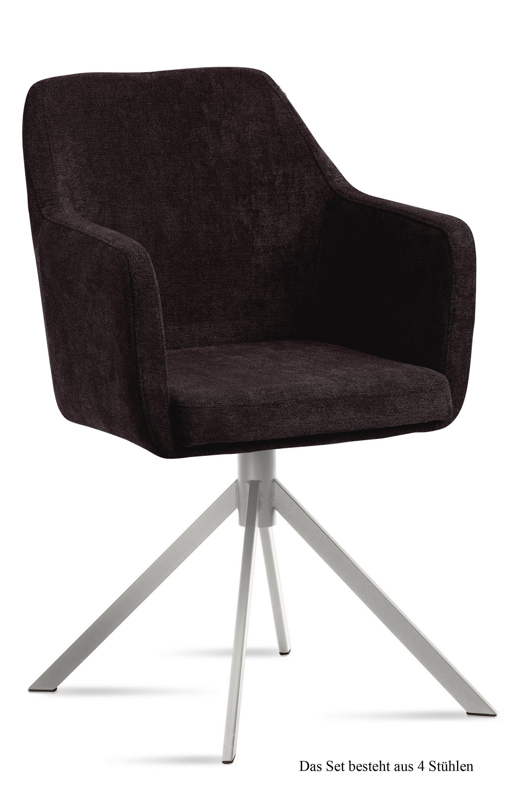 ARMLEHNSTUHL (4er-Set) Dorrie 57x87x60 Edelstahl/Espresso - Edelstahlfarben/Dunkelbraun, Kunststoff (60/87/57cm) - 58aufmkessel