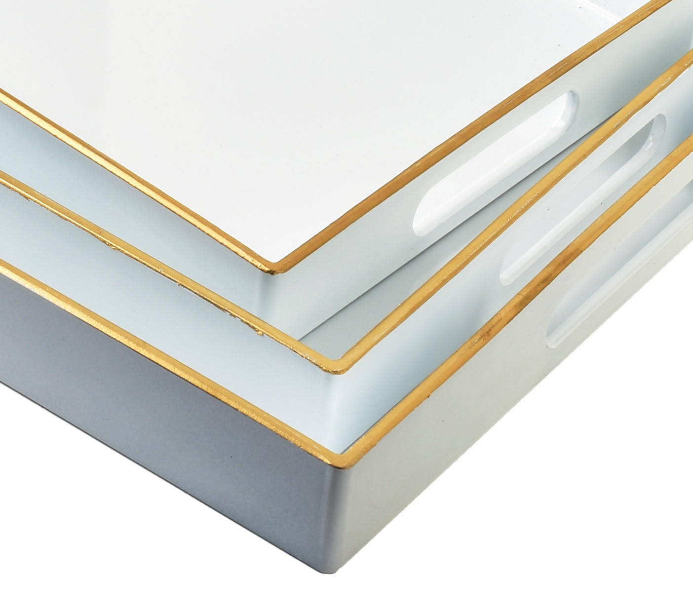 SERVIERTELLER Blanche Weiß 3er Set 40/30/4cm Plastik - Weiß, Kunststoff (30/4/40cm) - Mondex