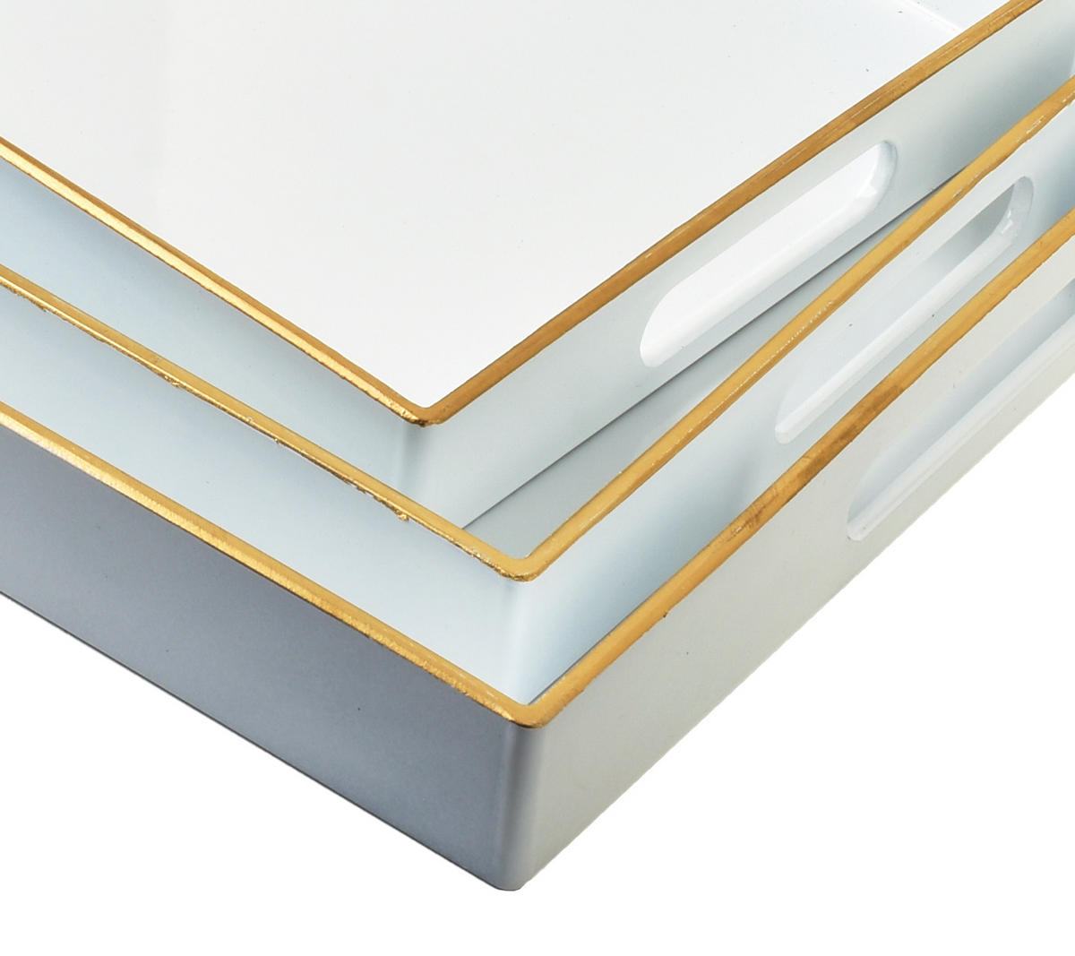 SERVIERTELLER Blanche Weiß 3er Set 40/30/4cm Plastik - Weiß, Kunststoff (30/4/40cm) - Mondex