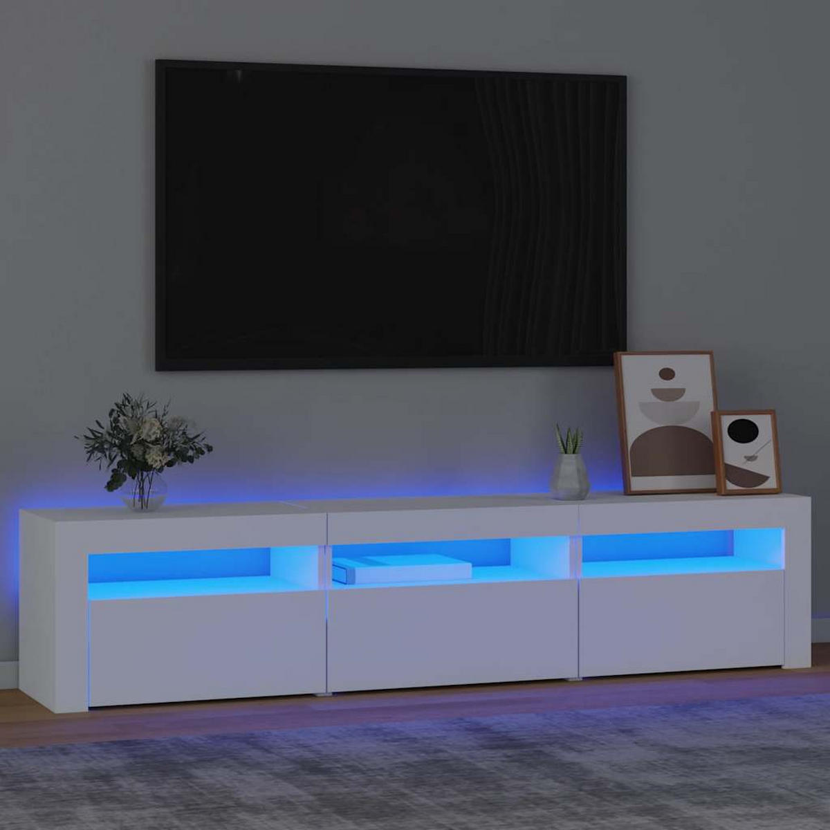LOWBOARD mit Led-Leuchten 180/35/40 cm aus Holzwerkstoff in Weiß - Weiß, Holz (180/40/35cm) - vidaXL