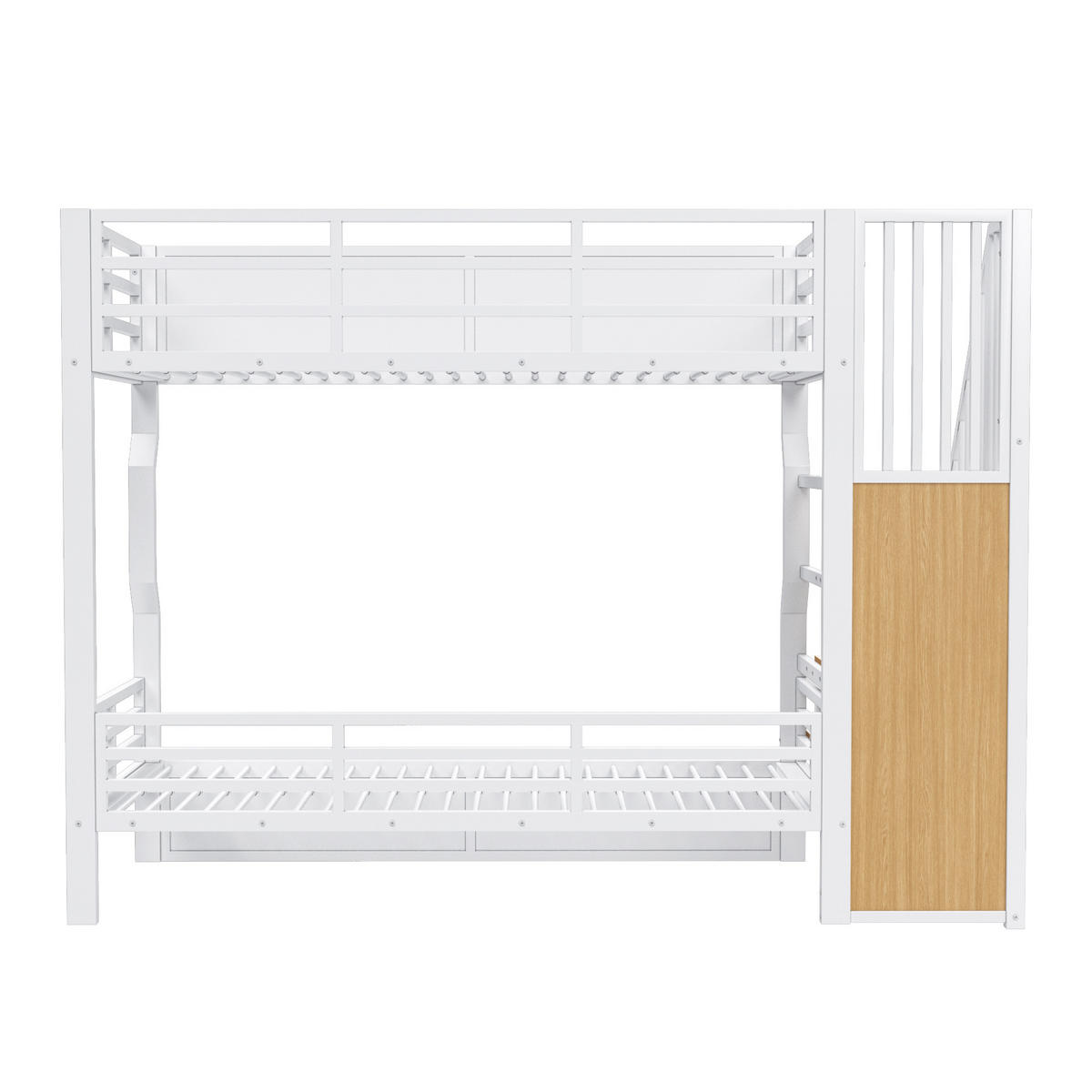 HOCHBETT 90/200 cm in Weiß mit Stauraum, LED und Treppe - Weiß, Holzwerkstoff/Metall (90/200cm) - WISHDOR