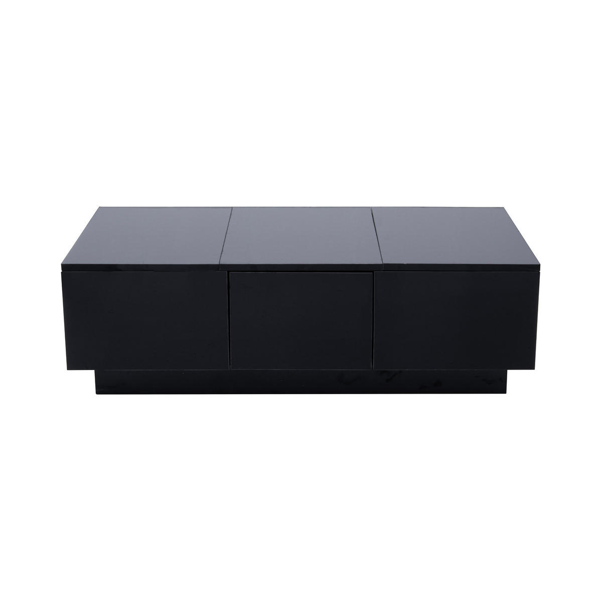 COUCHTISCH aus Spanplatte 100x31x50 cm Schwarz mit Schiebefächern und Schubladen, pflegeleichte Hochglanz-Oberfläche - Schwarz, Holzwerkstoff (100/50/23.5cm) - Modfu