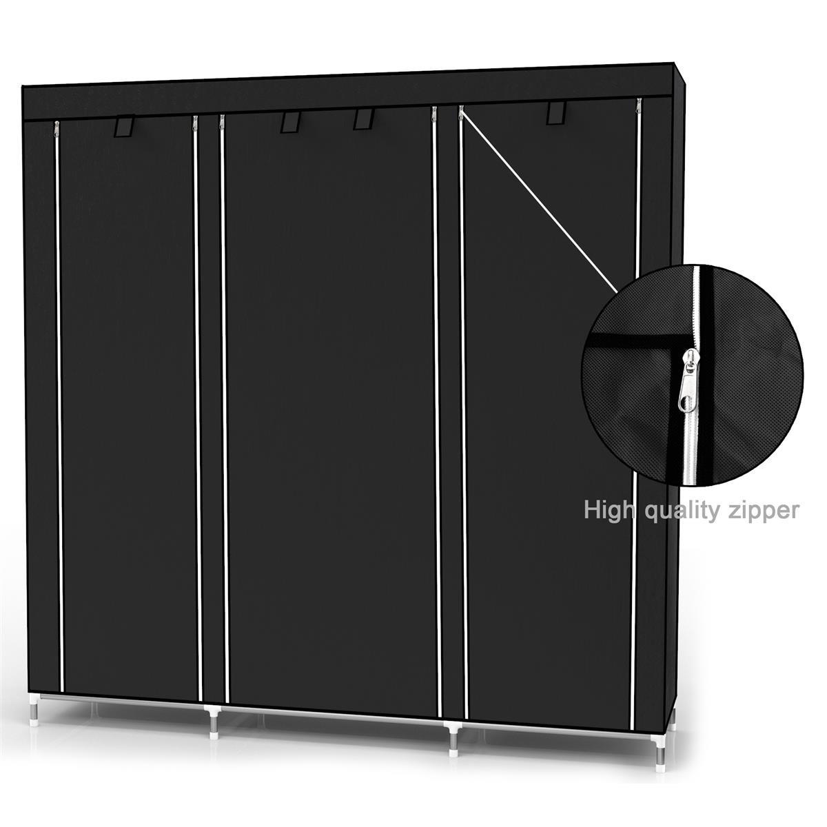 KLEIDERSCHRANK FALTBAR - Schwarz, Textil (45/175/150cm) - Intirilife