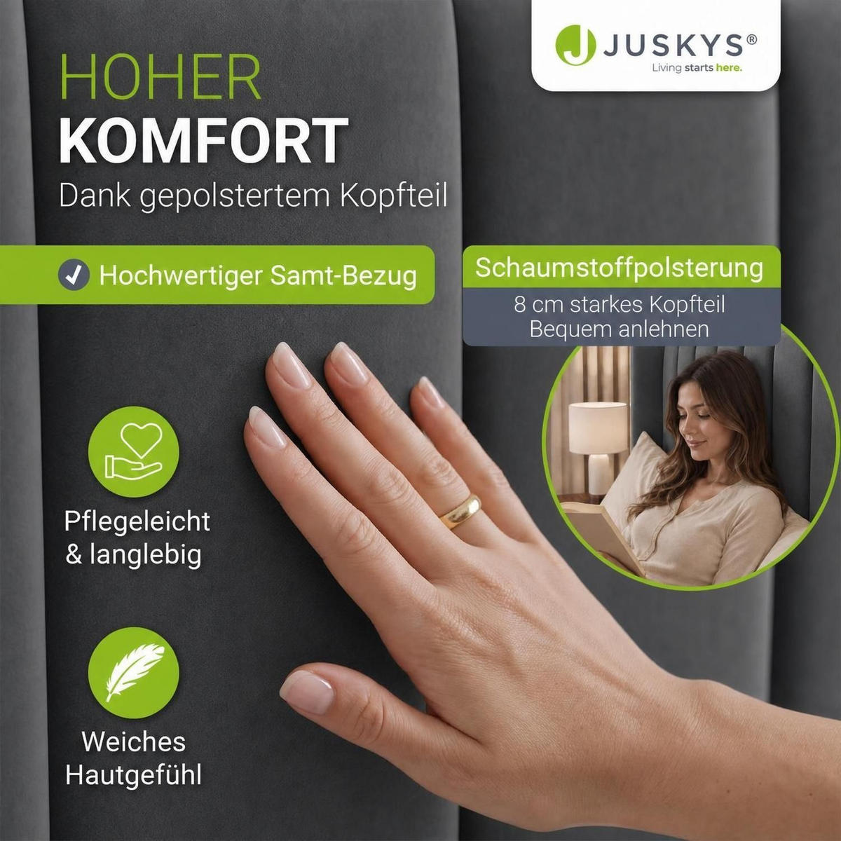 POLSTERBETT Savona dunkelgrau 140 x 200 cm - Dunkelgrau, Holzwerkstoff (140/200cm) - Juskys