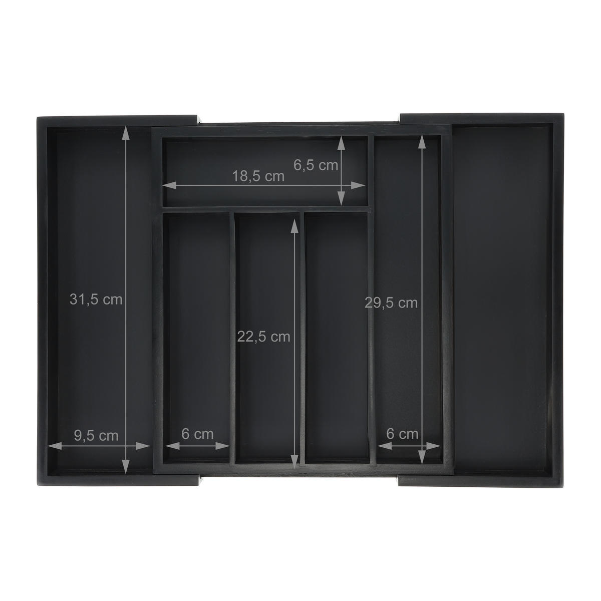 BESTECKKASTEN - Schwarz, Holz/Holzwerkstoff (48/5/33.5cm) - Relaxdays