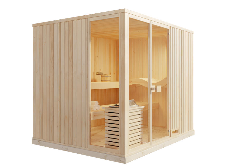 INNENSAUNA Innensauna Ergo Panorama - Naturfarben, Holz (244/199/194cm) - FinnTherm
