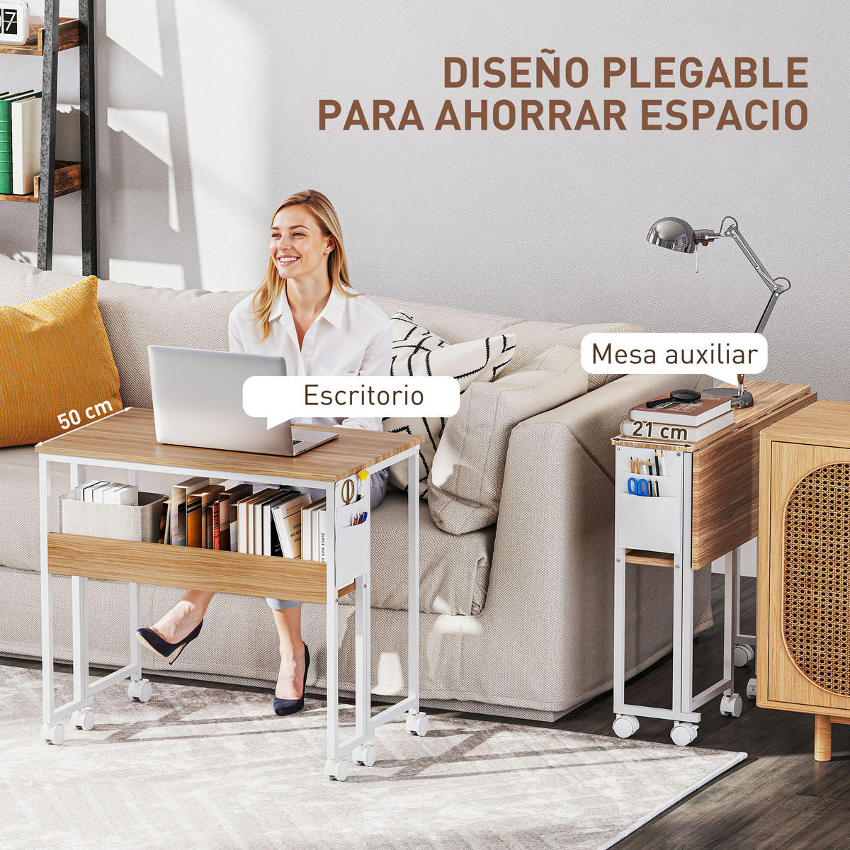 BÜROTISCH Naturholz 1 Stück - Braun, Holzwerkstoff (50/80/75cm) - GiPP