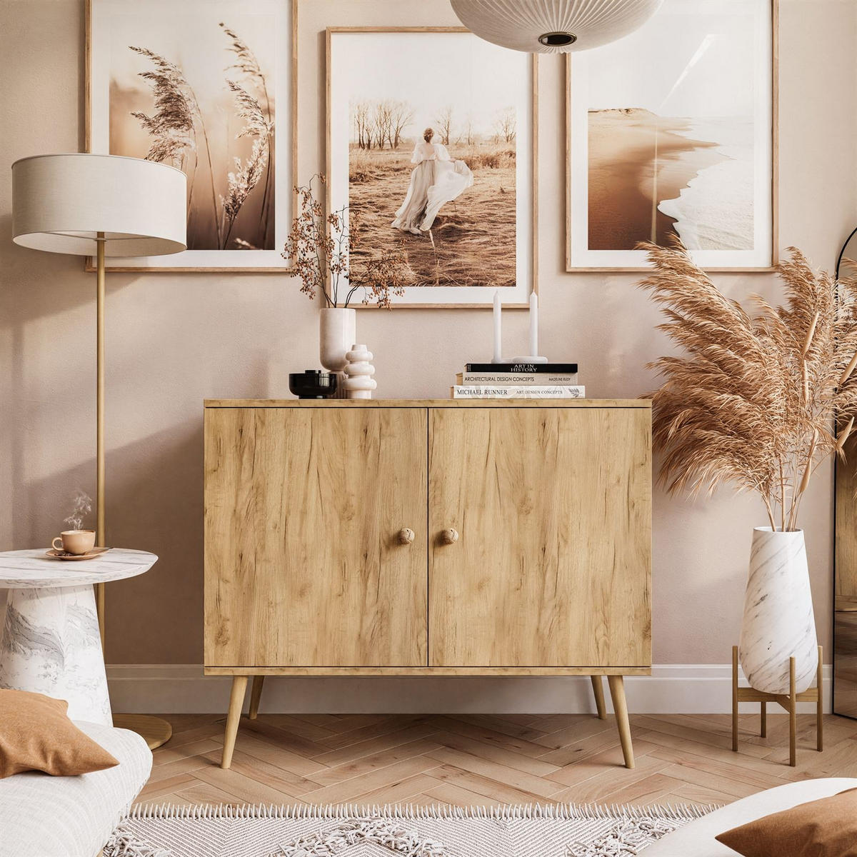 KOMMODE Zweitürige HARMONY Craft Gold Eiche - Eichefarben, Holzwerkstoff (100/85/42cm) - Lookway