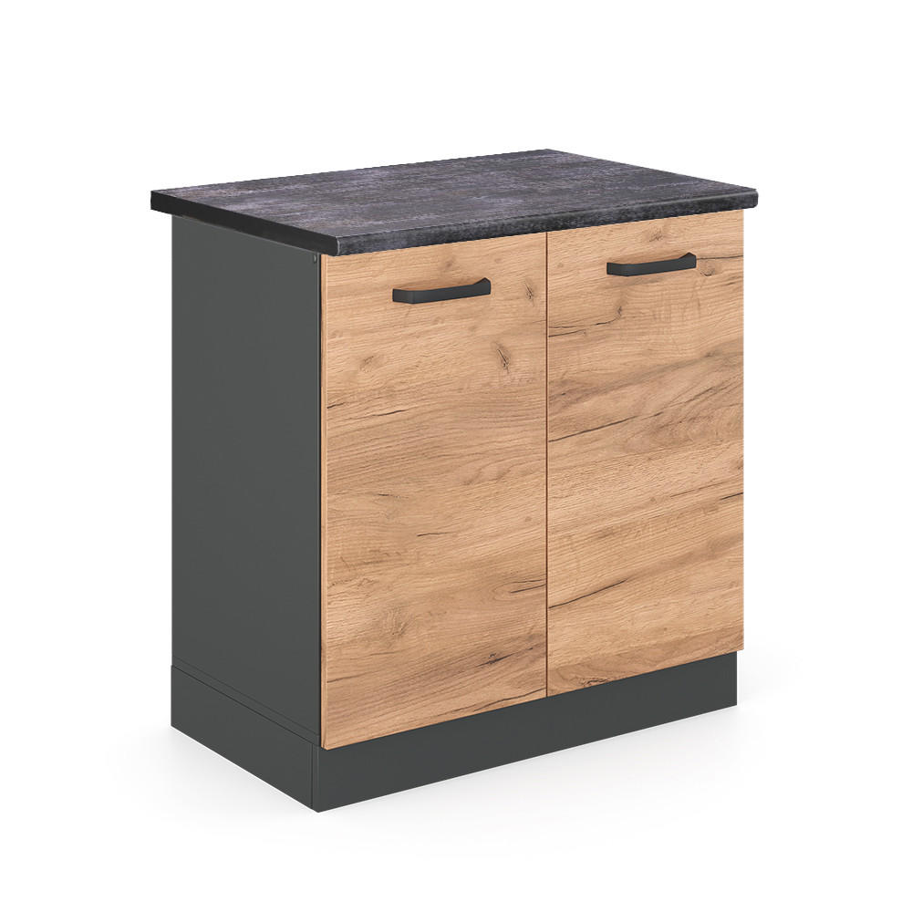 Vicco SKŘÍŇKA POD DŘEZ R-Line Zlatý mocný dub 80 cm , PD Antracit