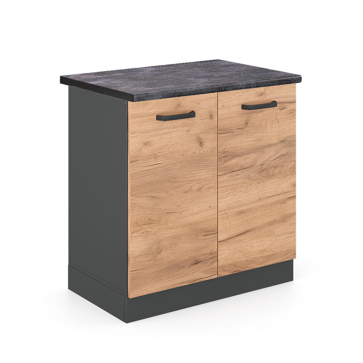 SPÜLENUNTERSCHRANK R-Line Goldkraft Eiche 80 cm, AP Anthrazit - Honigeiche/Anthrazit, Holzwerkstoff (80/81.6/60cm) - Vicco