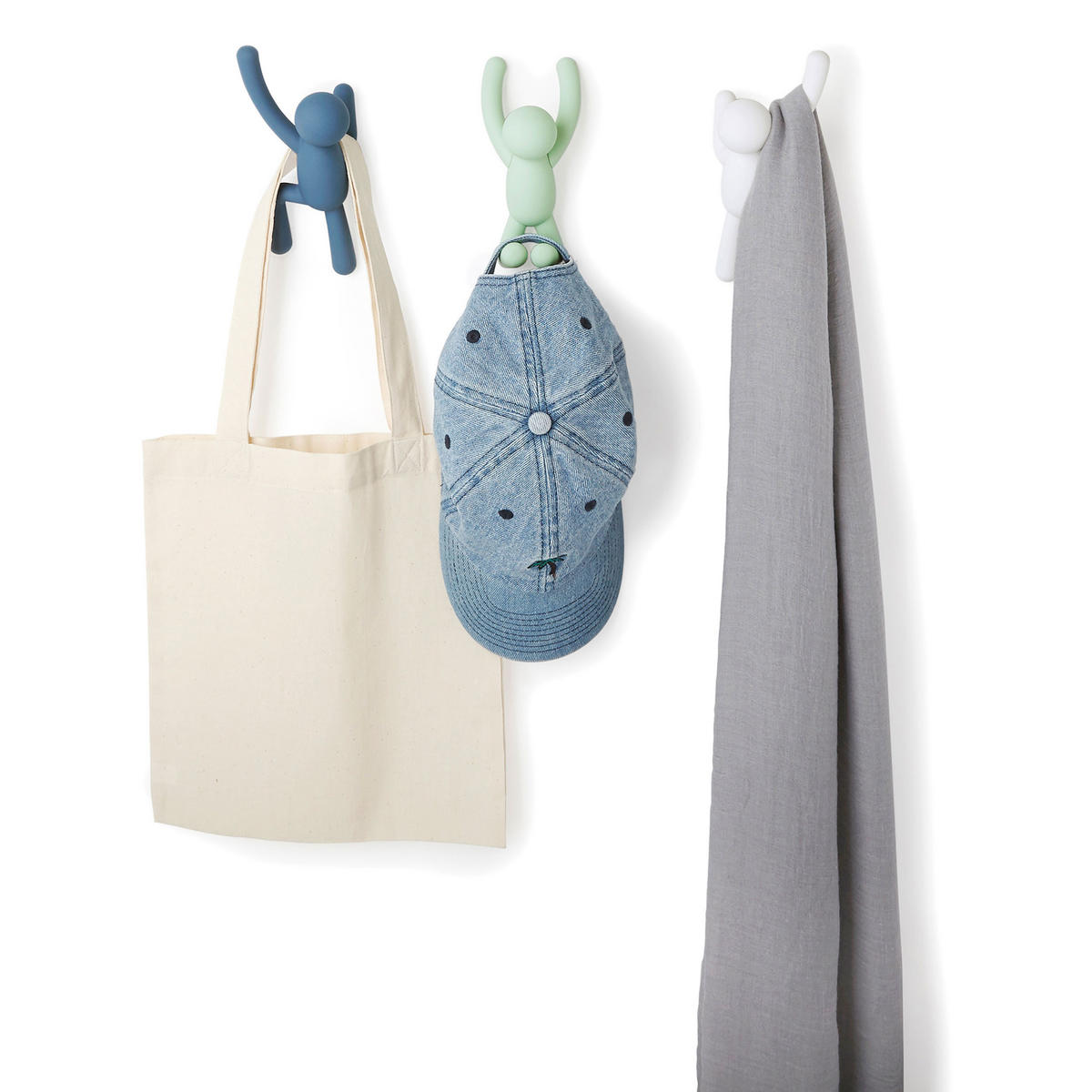 KLEIDERHAKEN Buddy, 3er Set, Pastell - Multicolor, Kunststoff (18.11/7.95/19.38cm) - Umbra