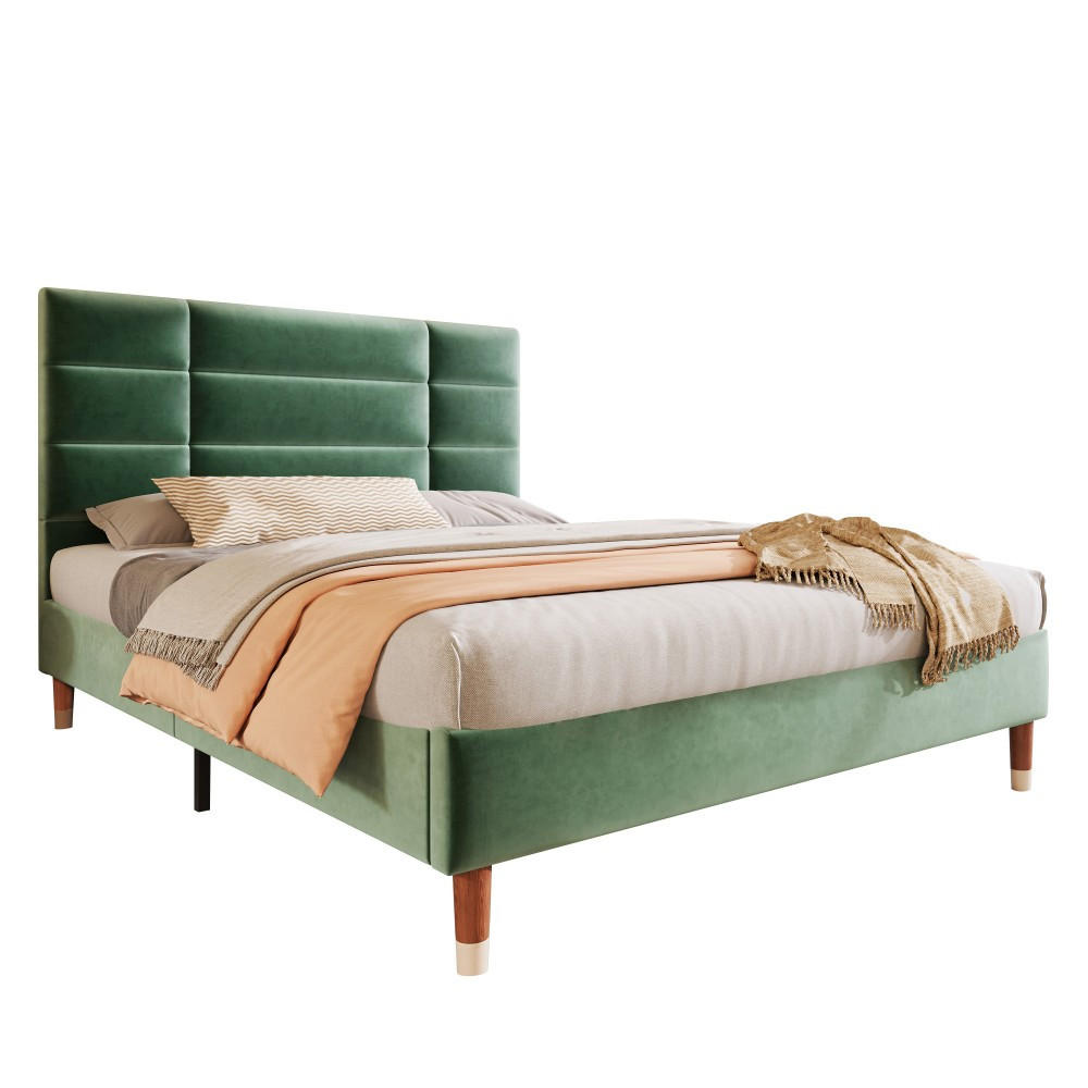 POLSTERBETT 140/200 cm in Grün - Grün, Holz/Textil (140/200cm) - KOMHTOM