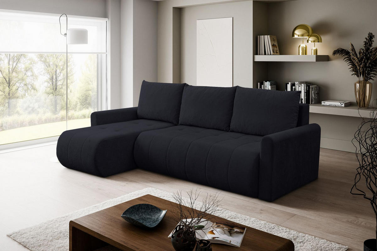 ECKSOFA Timmone Graphit Chenille 230 cm - Schwarz, Kunststoff/Textil (230/149cm) - Selsey