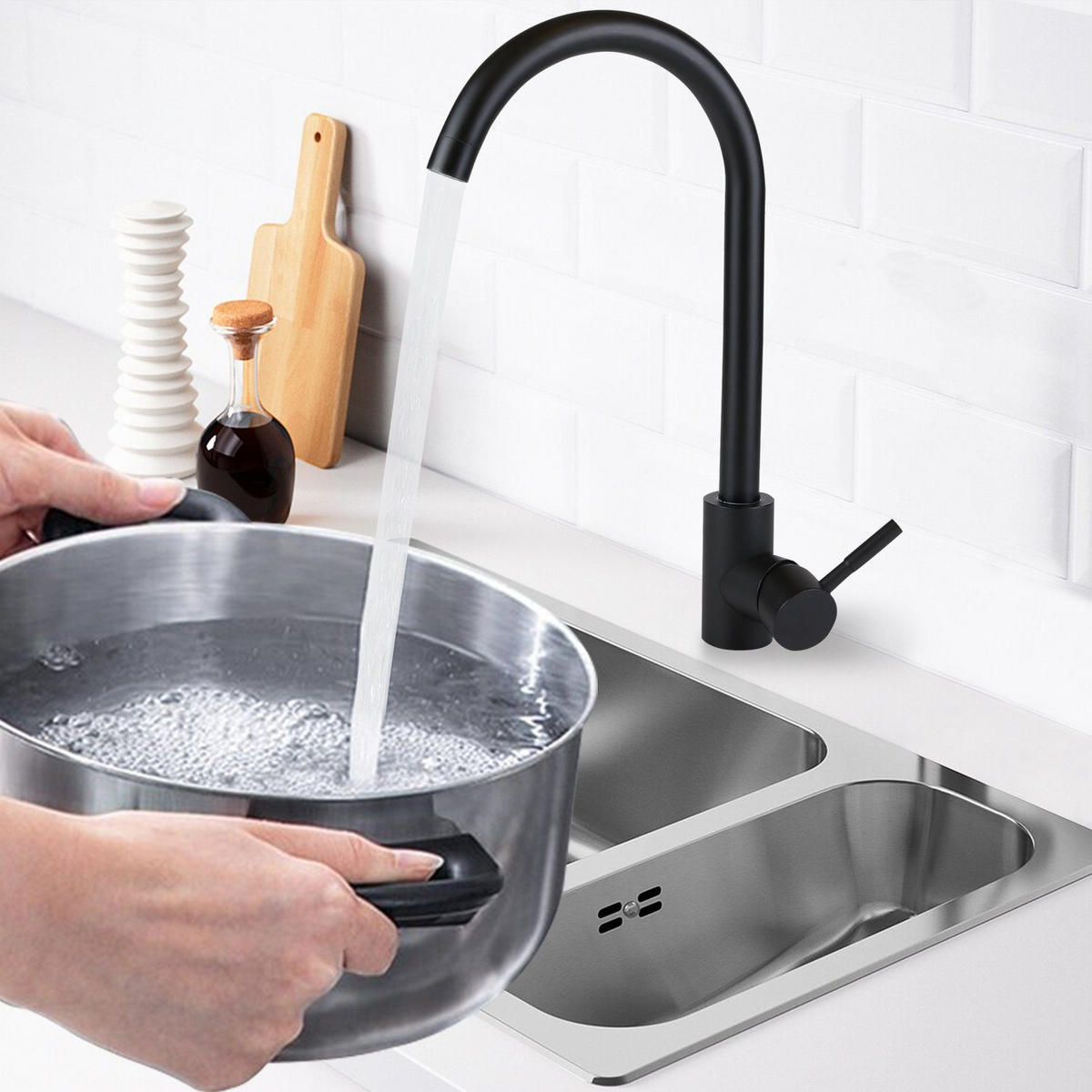 KÜCHENARMATUR Nixan 4.1/35.9/23.2 cm - Schwarz, Metall (4.1/35.9/23.2cm) - ZMH