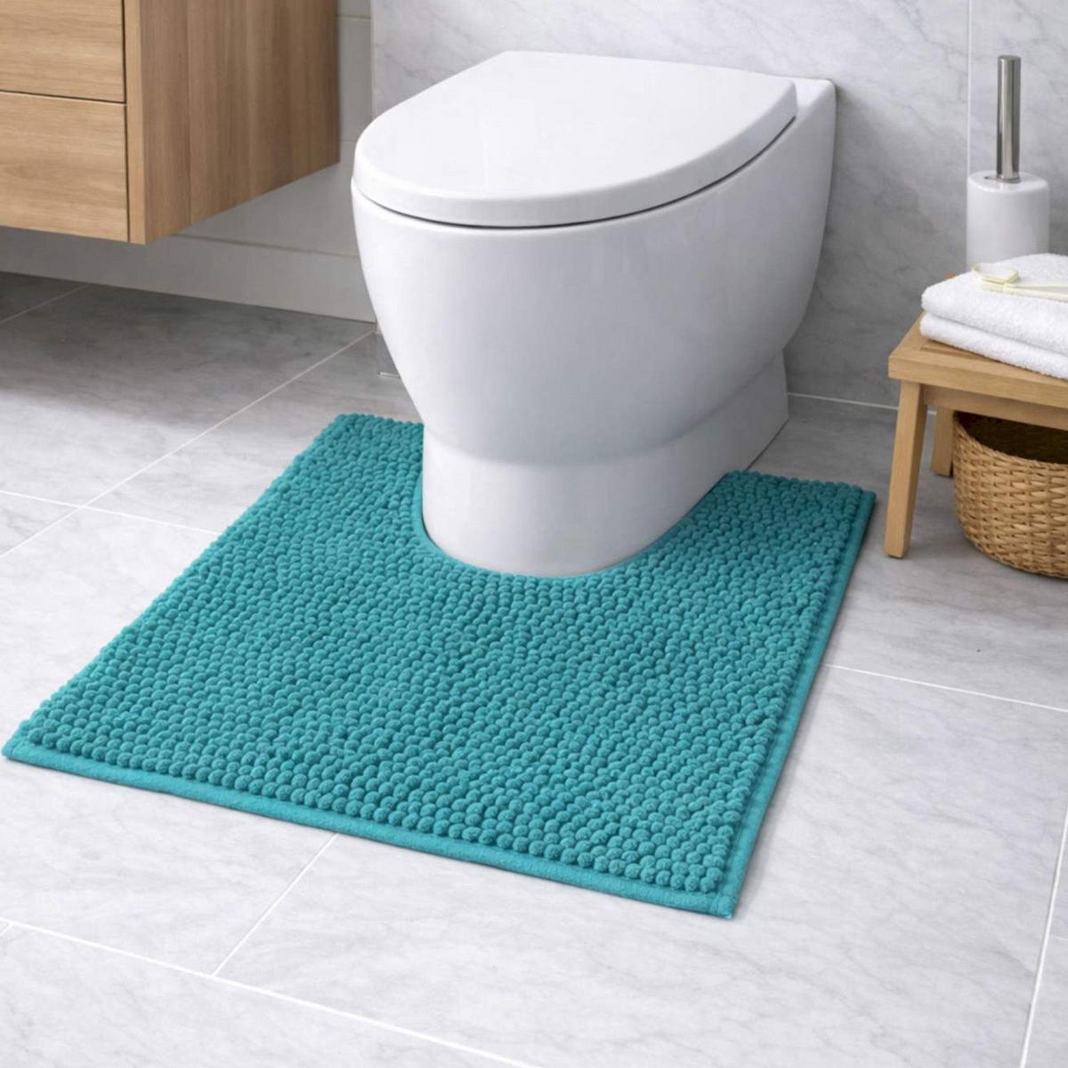 BADEMATTE MIT WC AUSCHNITT PARIS - Petrol, Textil (45/45cm) - WohnDirect
