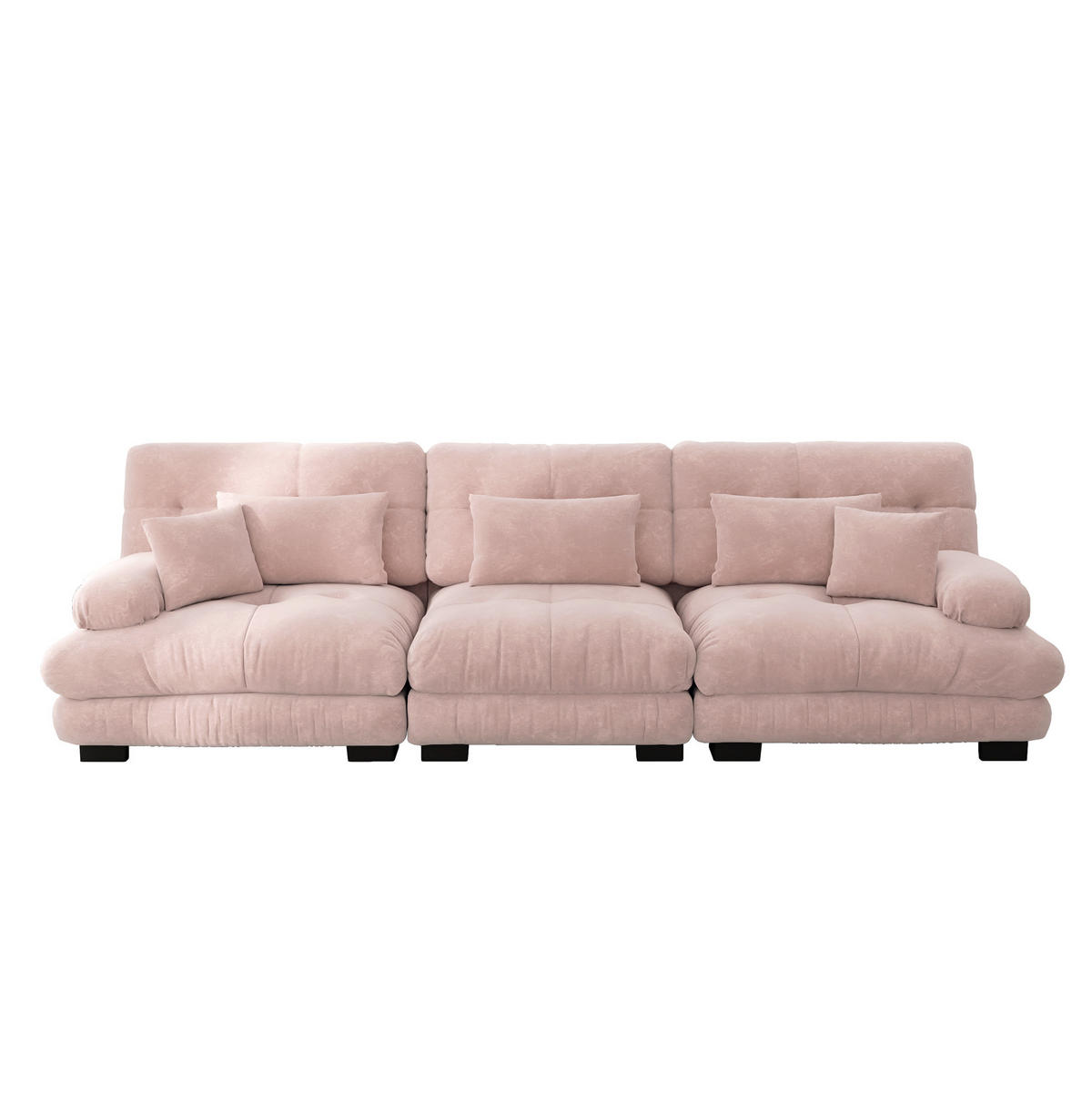 SOFA modular mit tiefem Sitz Chenille Pink - Pink, Kunststoff (77/81/313cm) - Meubliv