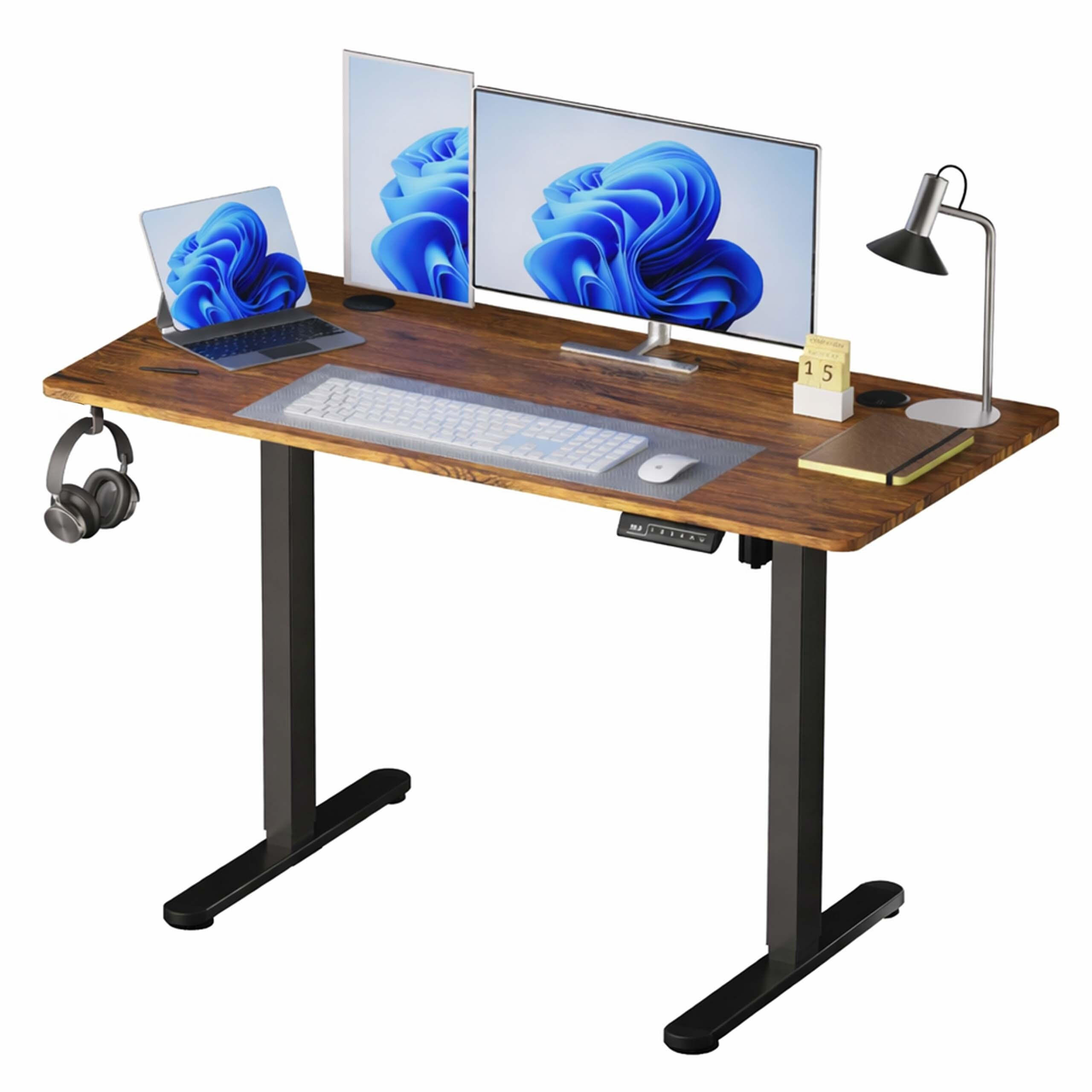 SCHREIBTISCH Schwarz elektrisch höhenverstellbar 120x60 cm - Multicolor, Holzwerkstoff/Kunststoff (60/120/120cm) - Relaxdays