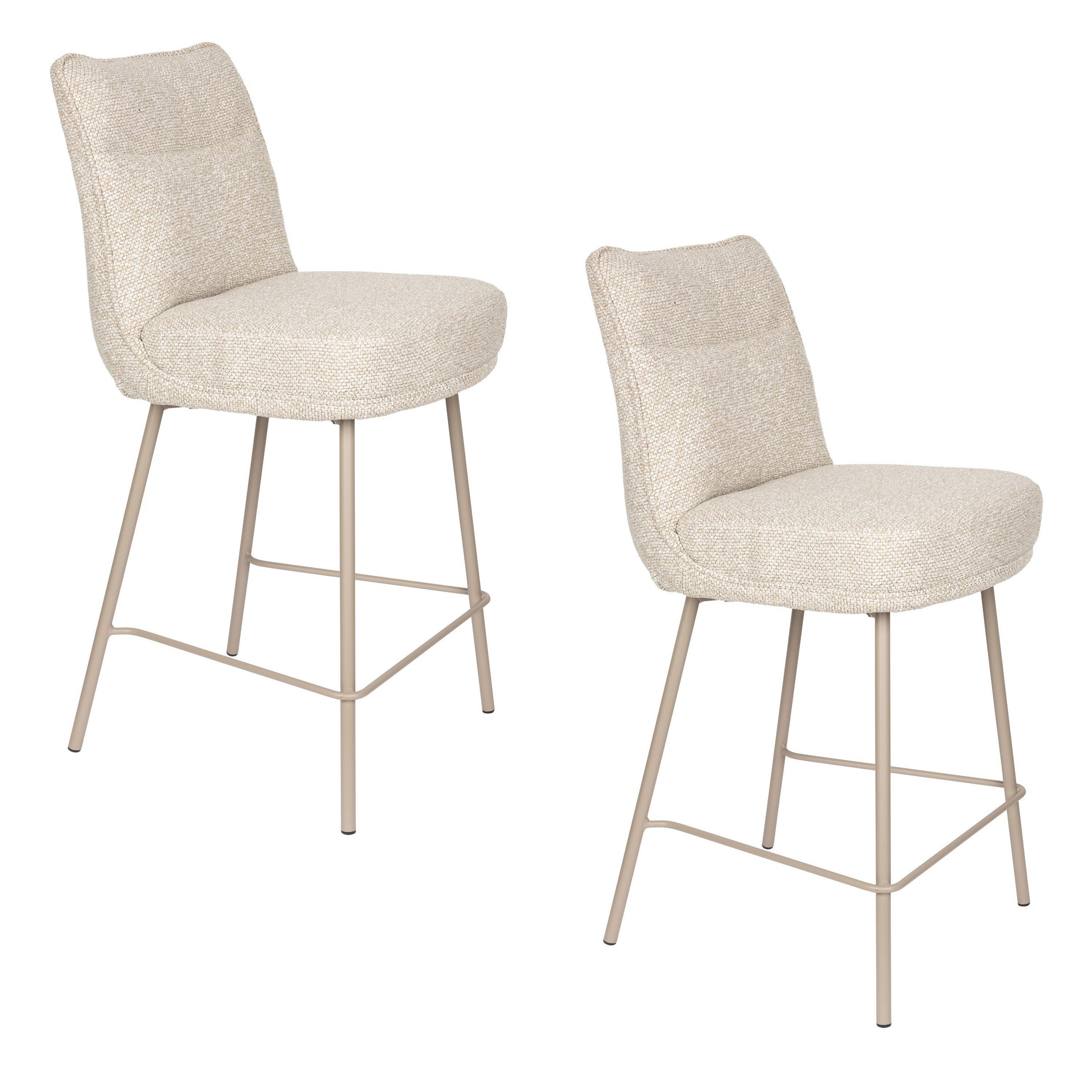 BARHOCKER Jacques mit Rückenlehne 65 cm Beige - 2 er Set - Beige, Kunststoff (43/100/54cm) - Housecraft Living