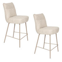 BARHOCKER Jacques mit Rückenlehne 65 cm Beige - 2 er Set - Beige, Kunststoff (43/100/54cm) - Housecraft Living