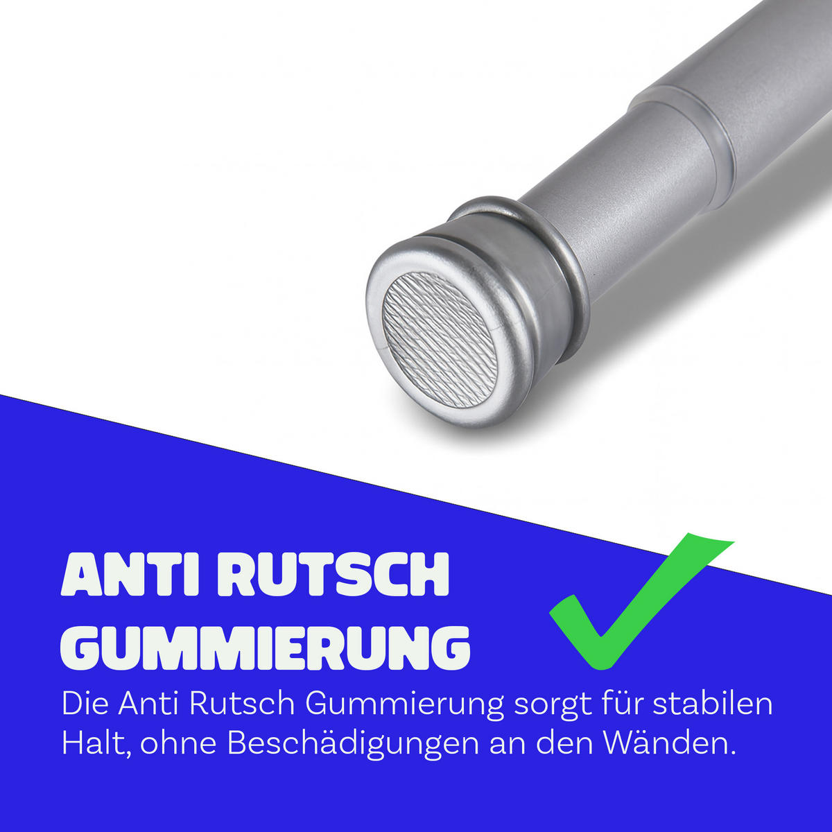 VERSTELLBARE Vorhangstange - Spannstange zum Klemmen Silber Ø22/25 mm 120-210 cm - Silberfarben, Metall (120cm) - Bestlivings