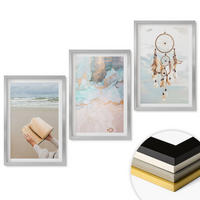 WANDBILDER 3er Set - 40x60 cm Silberner Rahmen - Abstraktes Meeresbuch Boho - Silberfarben, Kunststoff (40/60cm) - ArtPrintCave