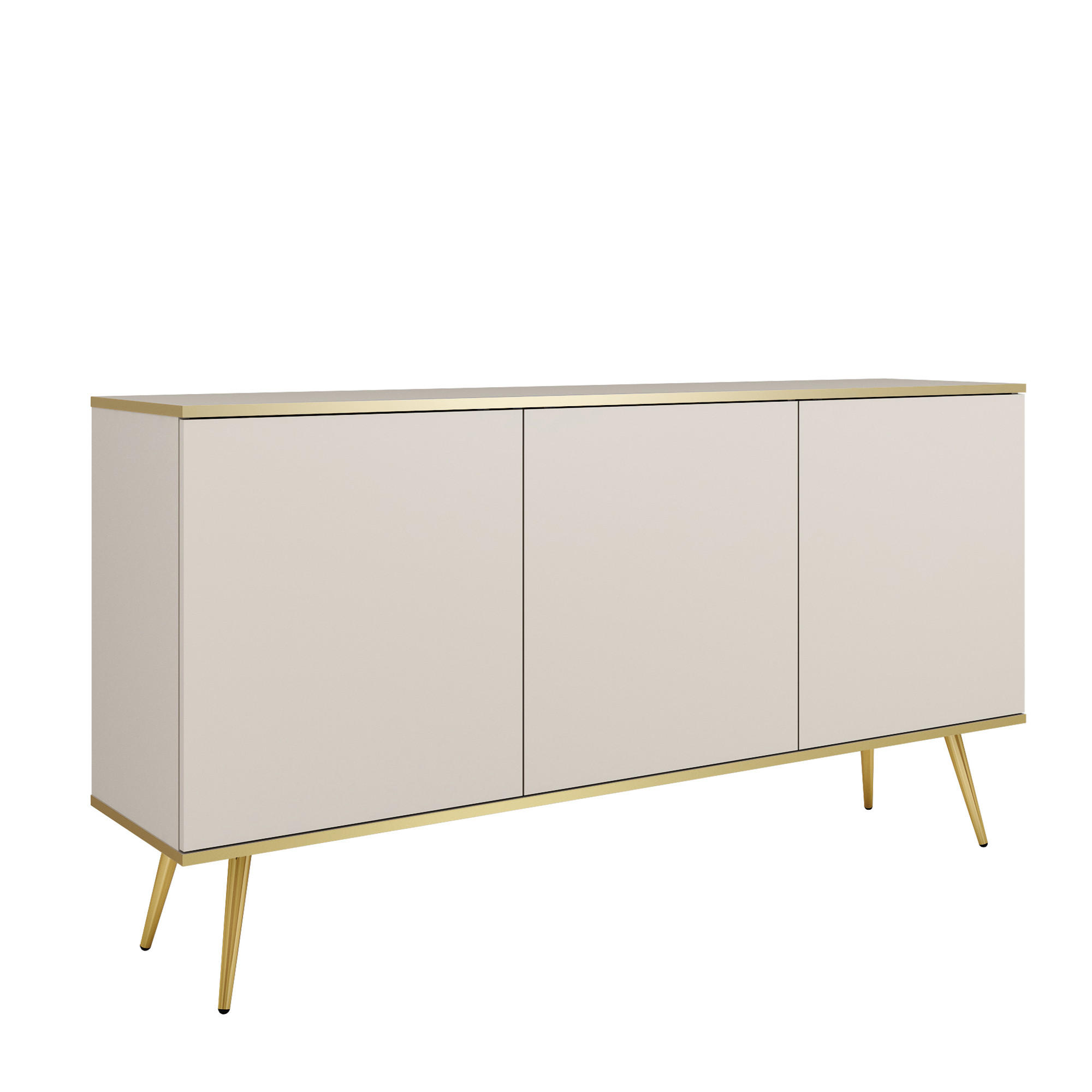 SIDEBOARD BANFF KOM1-3D Goldene Metallbeine, Beige - Beige, Holzwerkstoff/Kunststoff (160/85/39cm) - Komodee