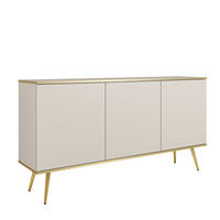 SIDEBOARD BANFF KOM1-3D Goldene Metallbeine, Beige - Beige, Holzwerkstoff/Kunststoff (160/85/39cm) - Komodee