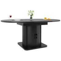 ESSTISCH Ausziehbar 118-158Cm Rund Oval Schubladen Schwarz - Schwarz, Holzwerkstoff (118/118/76cm) - FLIEKS