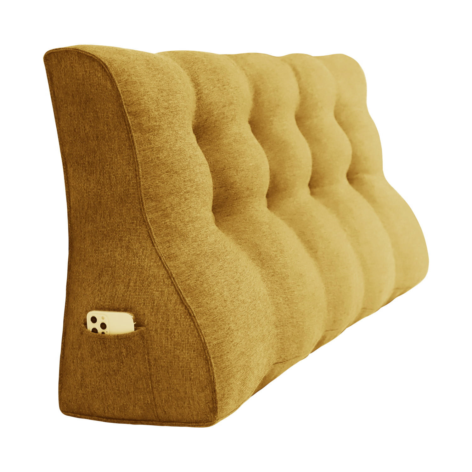 RÜCKENKISSEN Körperkontur Leinenlook Gelb 120 cm - Gelb, Textil (55/120cm) - Vercart
