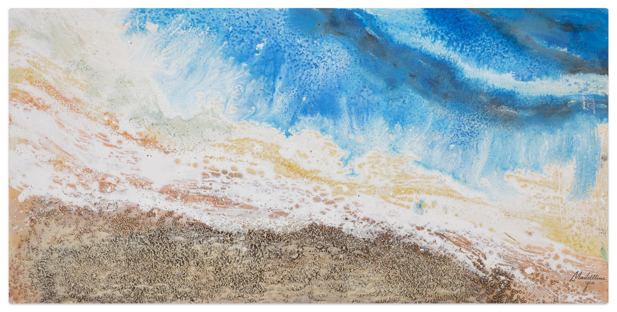 ACRYLBILD HANDGEMALT 120/60 cm - Blau/Braun, Holz/Textil (120/60cm) - KUNSTLOFT