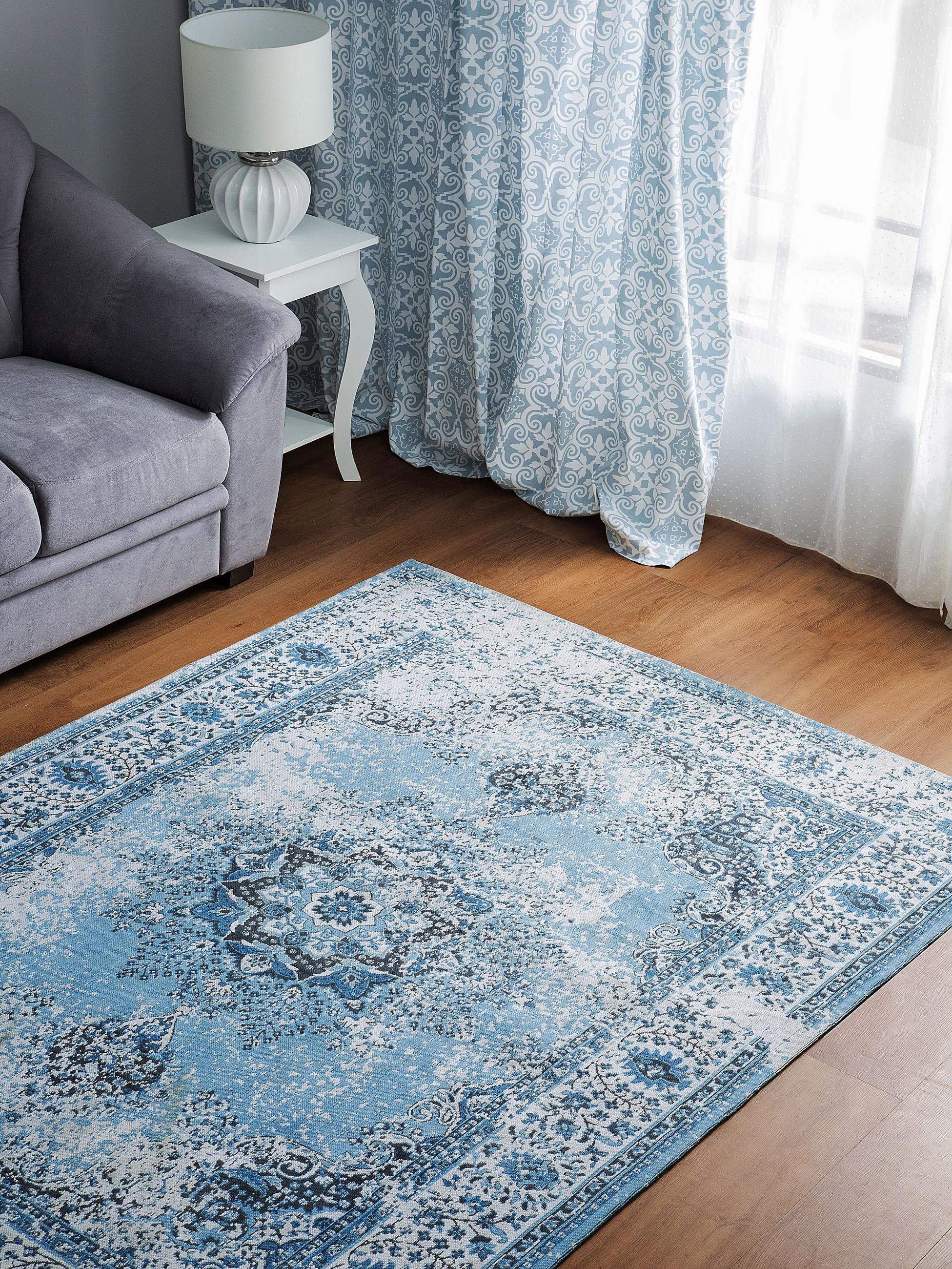KURZFLOR-TEPPICH Almus 200/140 cm - Blau, Textil (140/200cm) - Beliani