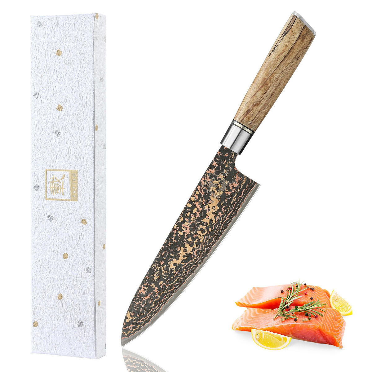 CHEFMESSER 19 cm - Ahornfarben, Holz/Metall (33cm) - Zayiko