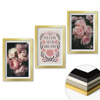 WANDBILDER 3er Set - 20x30 cm Goldrahmen - Vintage-Rosenträume-Inschrift - Goldfarben, Kunststoff (20/30cm) - ArtPrintCave
