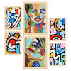 POSTER Set Mit 6 Lady Mazarelli In Weibliche Zusammenfassung Ästhetische Dekorative Gemälde Für Ihr Wohnzimmer Zuhause A3 & A4 Rahmen Aus Hellem Holz - Beige, Papier (29/3cm) - Nacnic