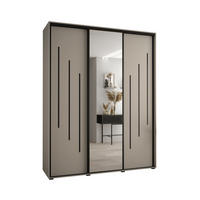 SCHWEBETÜRENSCHRANK 235,2/190/60 2-türig - Kaschmir/Schwarz, Holz/Metall (190/235.2/60cm) - MÖBEL KRYSPOL