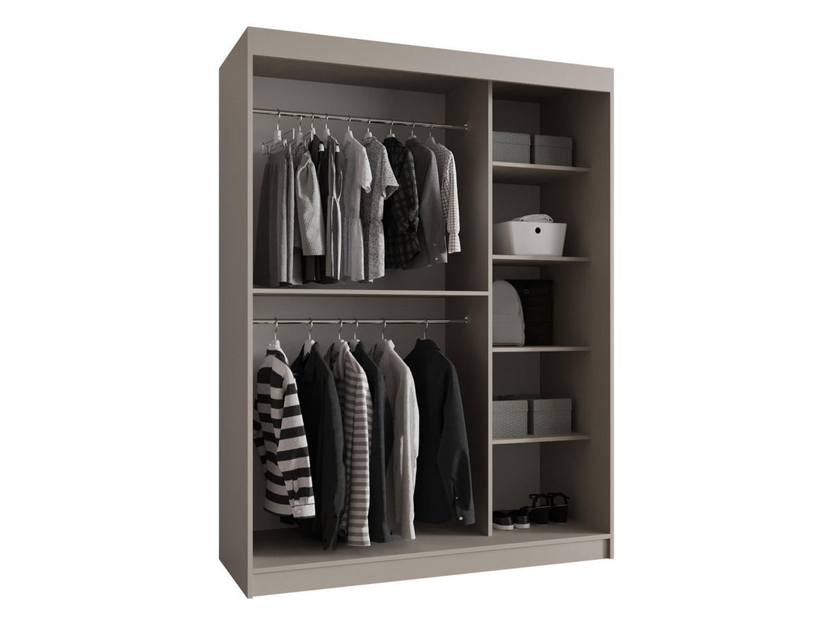 SCHWEBETÜRENSCHRANK Bahrajn 150 - Kaschmir/Silberfarben, Holzwerkstoff/Kunststoff (150/200/62cm) - MIRJAN24